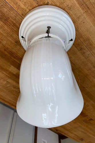 Antique Paulding Art Deco Milk Glass Porcelain Wall Sconce Bathroom MCM - Bild 7 von 19