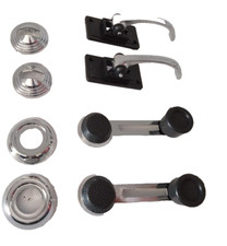 KIT MANIGLIE ALZAVETRO + APRIPORTA CON ROSONI  FIAT 500 EPOCA MOD. L