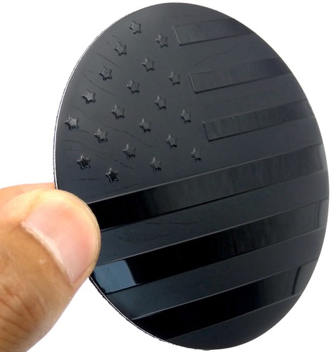 1x Patriotic American Flag Decal Sticker Emblem Aluminum Dome 65mm 2.55" Black - Foto 9 di 21