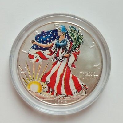 Enameled .999 Silver - 1999 US 1 oz Colorized American Eagle