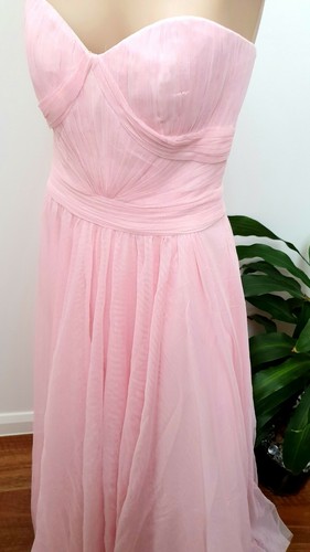 Bariano Pink Dress S 8 Chiffon Strapless Wedding Bridal Gown Evening NEW Formal - Picture 7 of 12