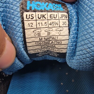 Hoka One One Mens Size 12 Napali Black Blue Yellow Running  display picture 1