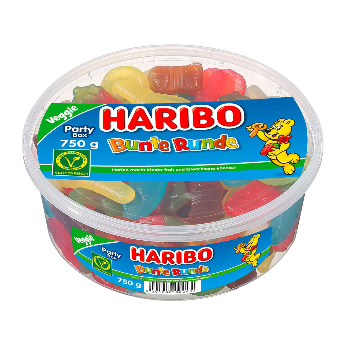 Haribo Bunte Runde veggie Party Box Klassiker Runddose 750 g
