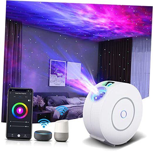 Star Projector, Galaxy Projector for Bedroom, Smart APP & Voice White Round