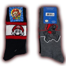 Super Mario Socks - 2 PAIRS Size 6-12 - NINTENDO