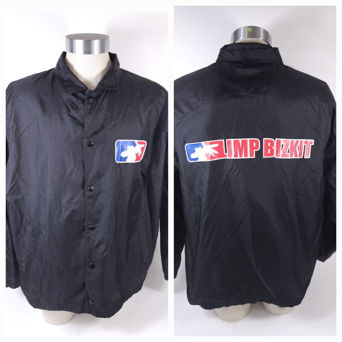 Vtg Limp Bizkit Black Giant Lightweight Coach Button Jacket Vtg Limp Bizkit Black Giant Lightweight Coach Button Jacket