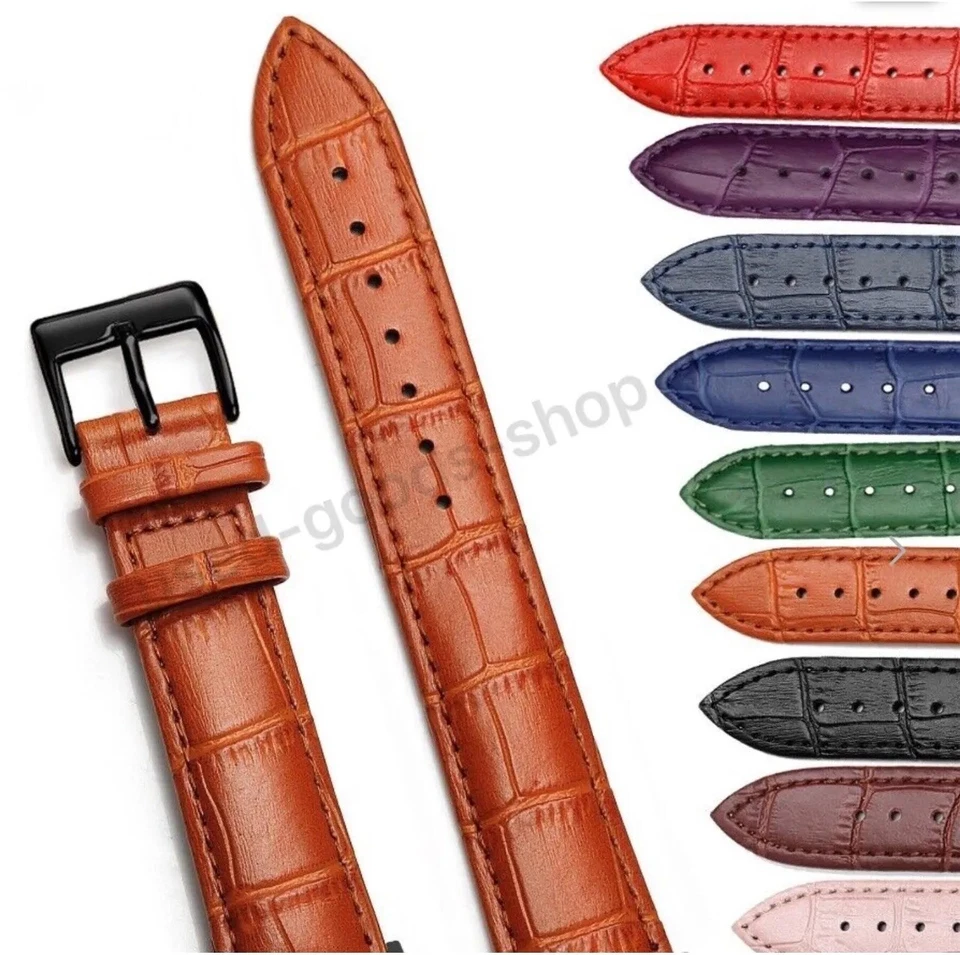 Uhrenarmband Leder Armband Krokoprägung 14-24 mm Silber Gold Schwarz Rosé Uhr - Bild 2 von 4