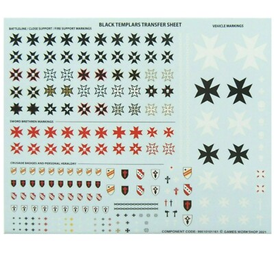 Black Templars Transfer Sheet Decals Transfers Space Marines Warhammer 40K