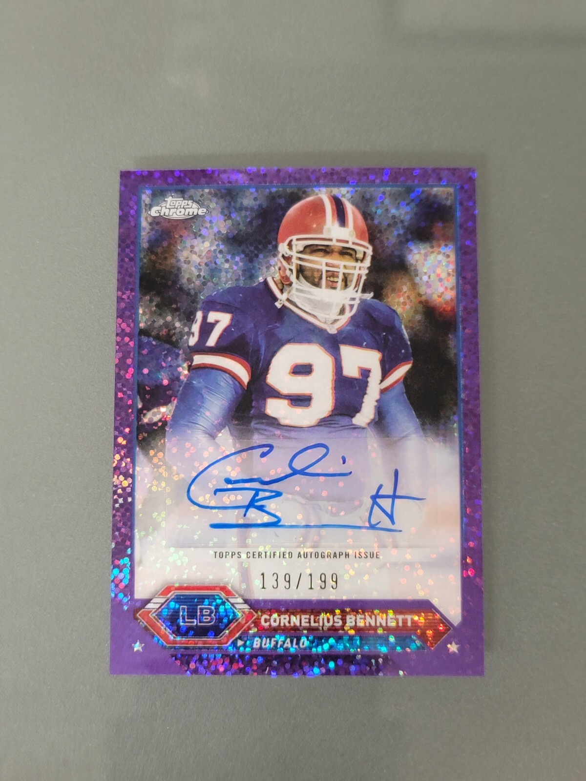 Cornelius Bennett 2023 Topps Composite Chrome Auto /199 Purple Sparkle Bills