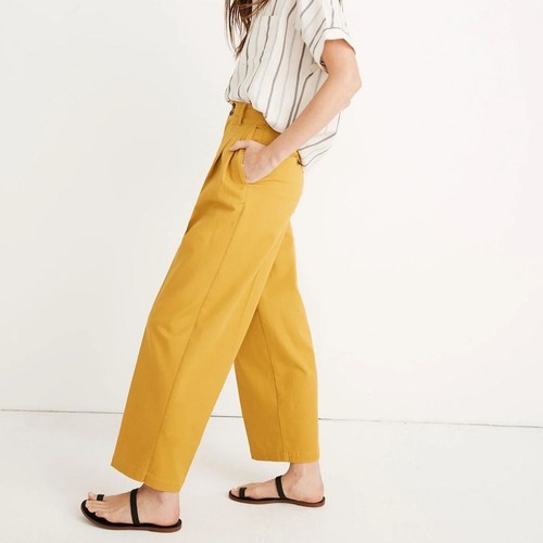 MADEWELL Pleated Wide Leg Pants Size 4 Golden Meadow Yellow Retro 70s Bohemian - Picture 2 of 12
