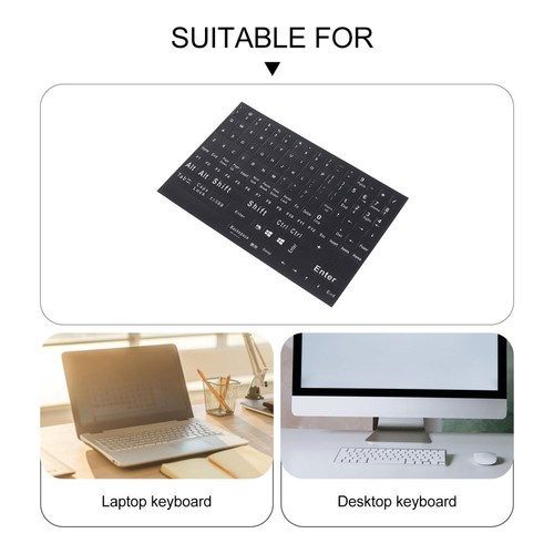 2pcs Decorative Keyboard Stickers English Keyboard Replacement Sticker - Afbeelding 4 van 12