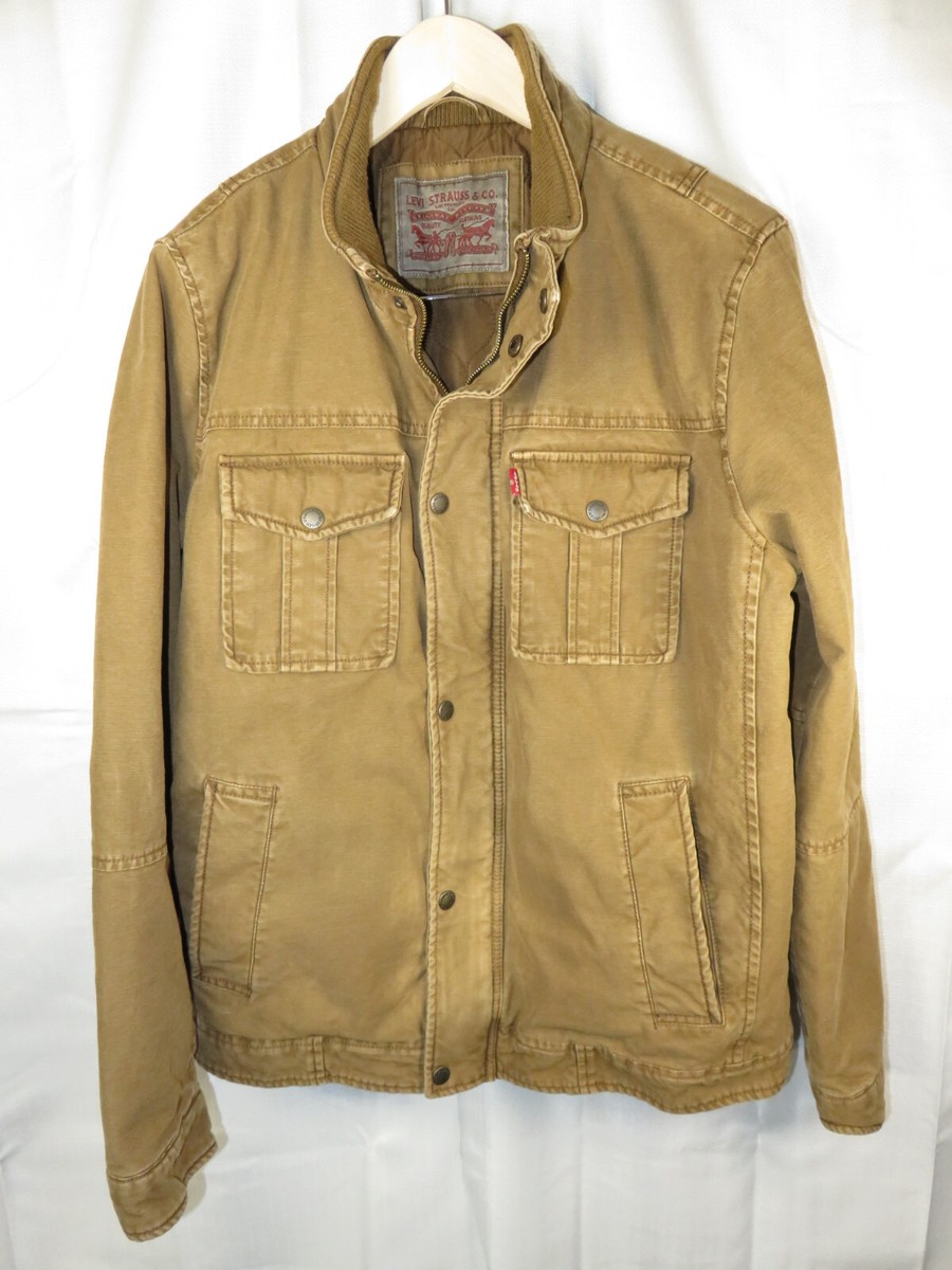 Levi’s Work Jacket Utility Field Cotton Stretch Quilted Lined Size Medium  Brown