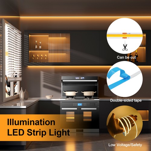 3mm 5mm 8mm COB LED Strip Lights USB 320LED/M Flexible Tape Rope Cabinet Kitchen - Picture 4 of 29