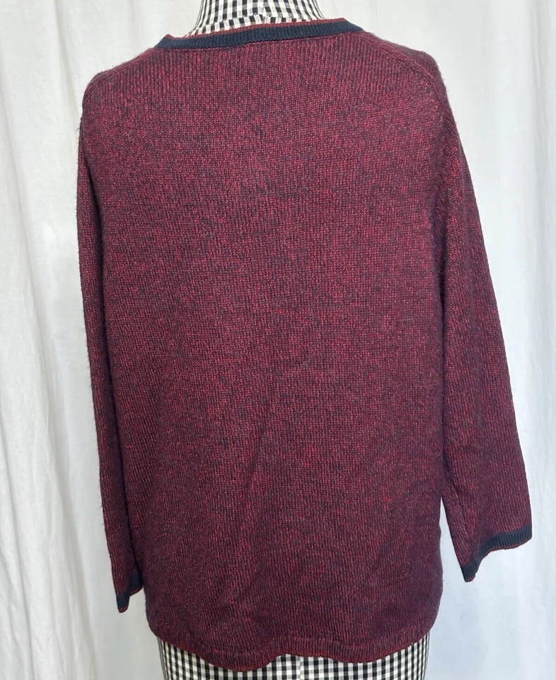 Ann Taylor Black Label Wool Alpaca Blend Cardigan Sweater Jacket Red & Navy NEW! - Image 2 of 4