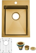 SHACO 15x20 Inch Drop In Bar Sink, Small Kitchen Sink for RV, 16 Gauge - GOLD