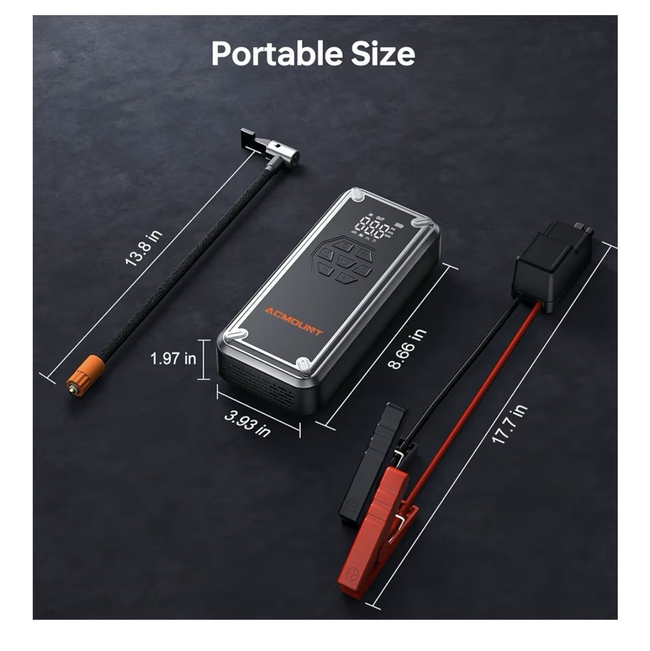 ACMOUNT Jump Starter with Air Compressor, 6000A Portable Car Battery Booster 12V