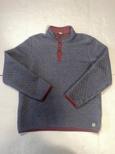 Marine Layer Men  s L Reversible Corbet Pullover Blue Quilted 1/4 Snap Sweater