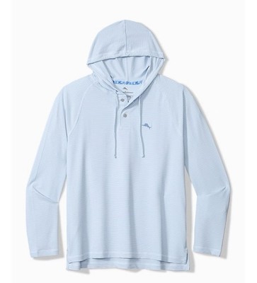 Tommy Bahama Catch the Wave Island Zone Hoodie - Sky Blue Striped  XL NWT!