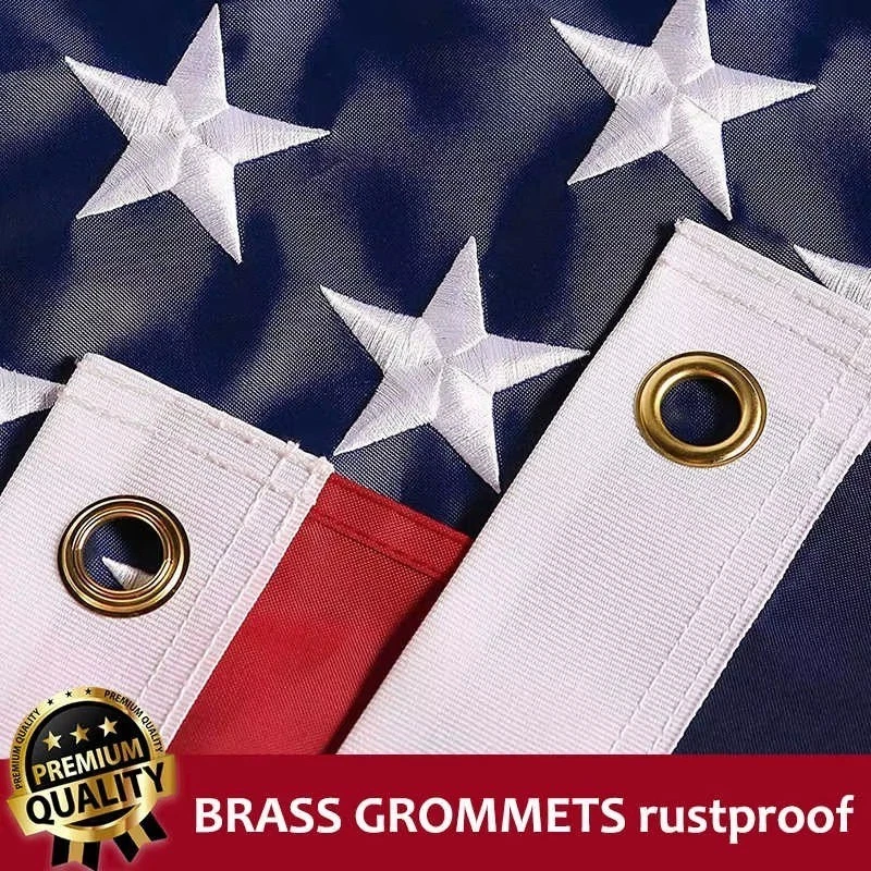 Bandera de Estados Unidos Resistente Lujo Bordado Estrellas Cosidas Rayas Ojales Nylon Foto 2 de 4