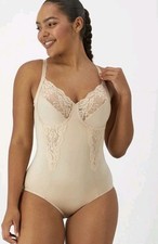 Maidenform Womens Tame Your Tummy Lace Firm Control Bodysuit Beige Size 40D New