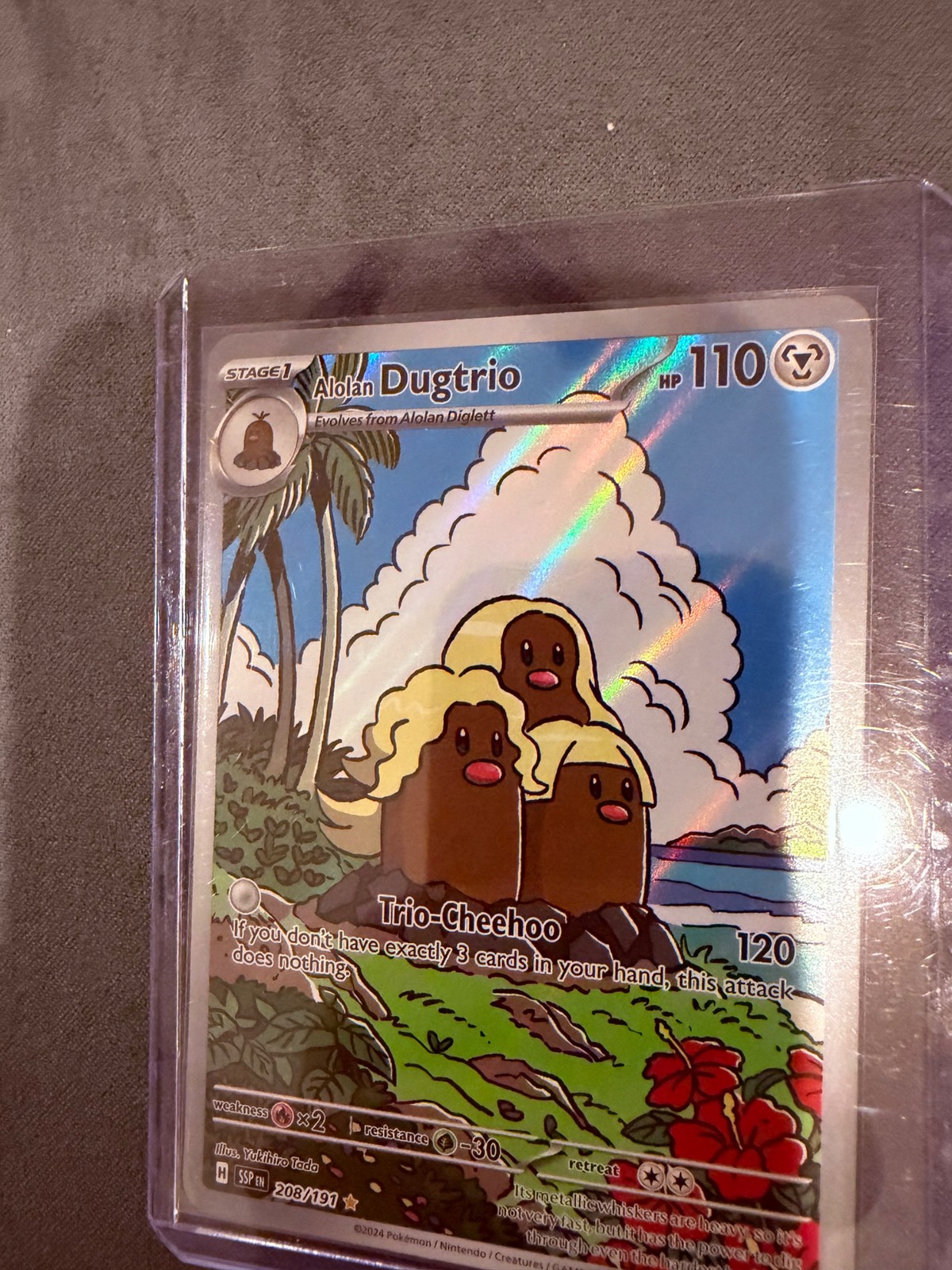 Pokemon TCG Alolan Dugtrio - 208/191 Holo SV08: Surging Sparks Illustration