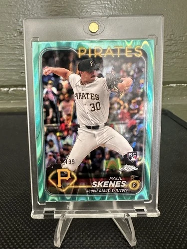 Paul Skenes RC 2024 Topps Chrome Update Aqua RayWave /199 Rookie Debut #USC27