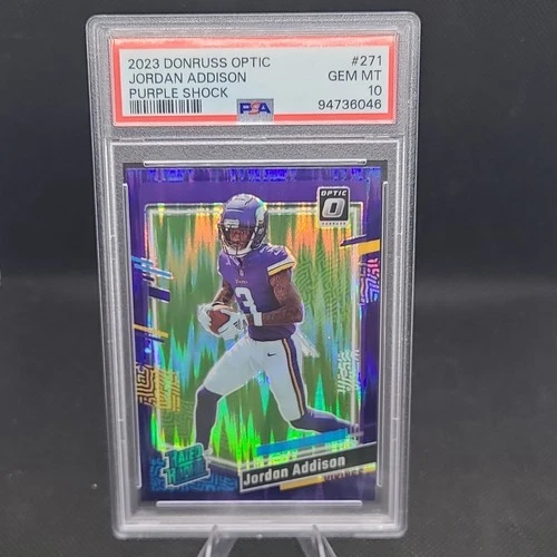 Panini 2023 Donruss Optic Rated Rookie Jordan Addison #271 Purple Shock PSA 10