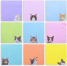 9 Pads Cute Cat Sticky Notes, 3X3 Fun Black C...