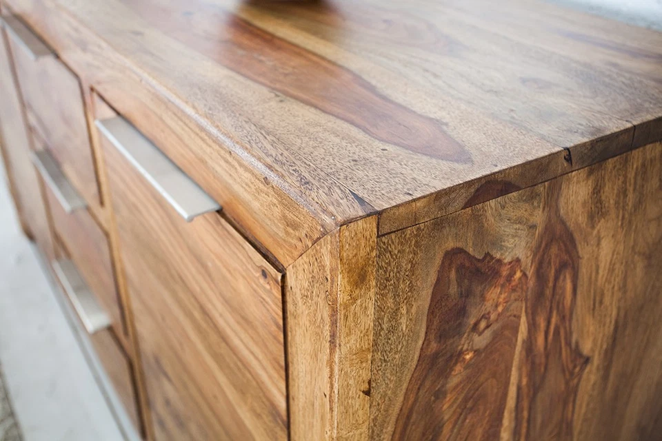 Massives Design Sideboard PURE Sheesham Holz 135cm Kommode Massivholz Schrank - Bild 4 von 4