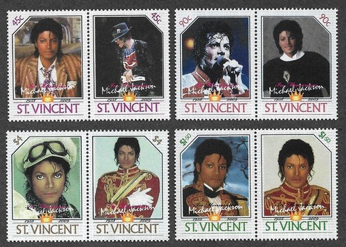 MICHAEL JACKSON POSTAGE STAMPS SET MNH ROCK POP MUSIC SINGER ST.VINCENT