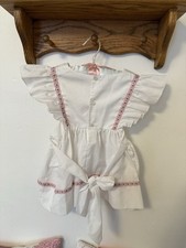 Vintage Ruffled White Dress With Pink Flowers Size 2T