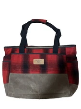 Stormy Kromer Wool Blend Red Plaid Tote Bag USA Sky Jumping logo
