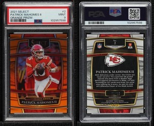 2021 Panini Select Concourse Orange Prizm /49 Patrick Mahomes II #2 PSA 9 MINT