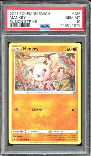 Pokemon TCG Sword & Shield Fusion Strike #133 Mankey PSA 10