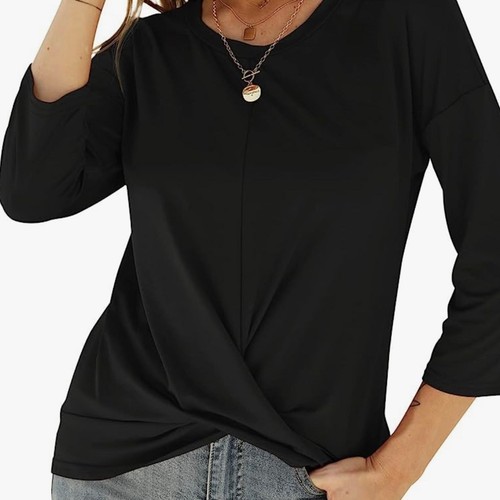 LIOFOER Women's 3/4 Sleeve T-Shirt Tunic Tops Round Neck Casual Blouse