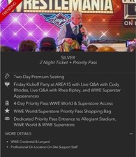 **NO RESERVE** Wrestlemania 42 - TWO x 2-Day Silver Priority Passes - Front Row