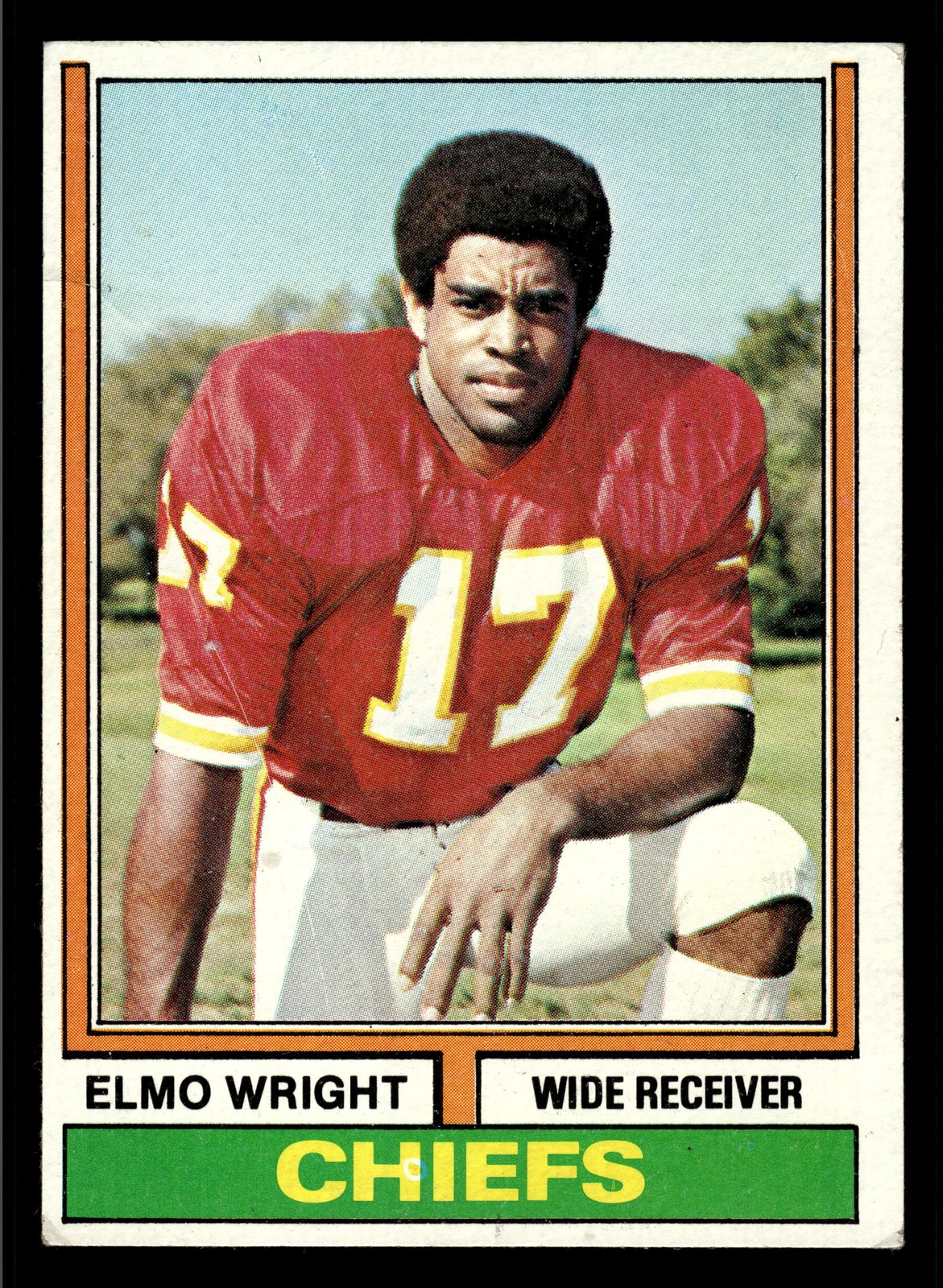 1974 Topps #34 Elmo Wright - Kansas City Chiefs (Low Grade)