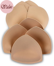 Bra Pad Inserts 4 Pairs, Bra Pads Sewn Padded for Sports Bra A/B or C/D,D/E Cup