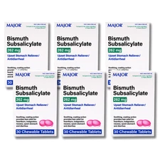6 X Major Bismuth Subsalicylate 262 mg - 30 Tablets | Pepto Bismol NIB