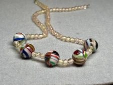 Czech Bullet Mold Marbles Necklace - UV Glow