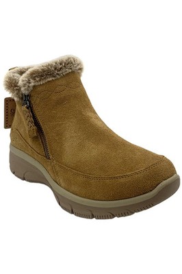 Skechers Easy Going Water Repellent Suede Faux Fur Boots Tan
