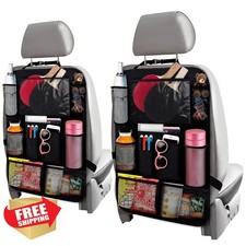 2pc Backseat Car Organizer 23.4x16" 9 Pockets Tablet Holder Polyester