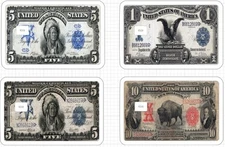 1899 $5 Bill Native American Credit Debit Card Skin Chief ATM Indian $1 Eagle US