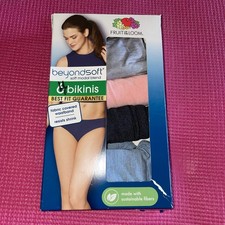 New Fruit Of The Loom Women Beyondsoft Bikinis Panties Pack Of 4 Size 5/Small