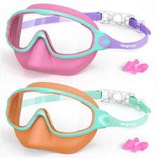 Kids Swim Goggles with Nose Cover 2 Pack, Anti-Fog UV Protection Swimming Gog...