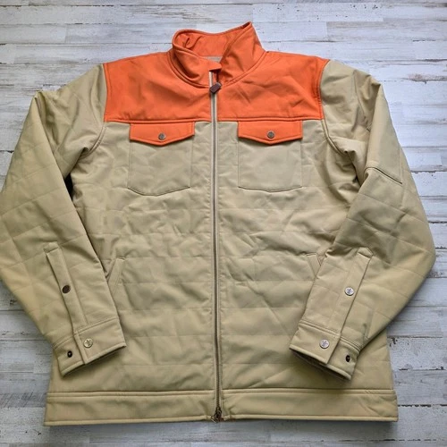 Houston Livestock Show Rodeo Quilted Jacket Mens XL Tan Orange Western Full Zip - product listing photo