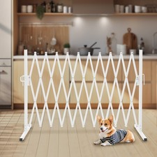 Folding Security Gates, White Scissor Gate Garden Yard Fence Portable Dog Gates