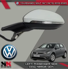 VOLKSWAGEN GOLF MK7 MK7.5 2013-2020 LEFT PASSENGER WING MIRROR WHITE 15 PIN OEM