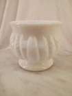 Small Milk Glass Vintage Planter By Randall With Feather Pattern