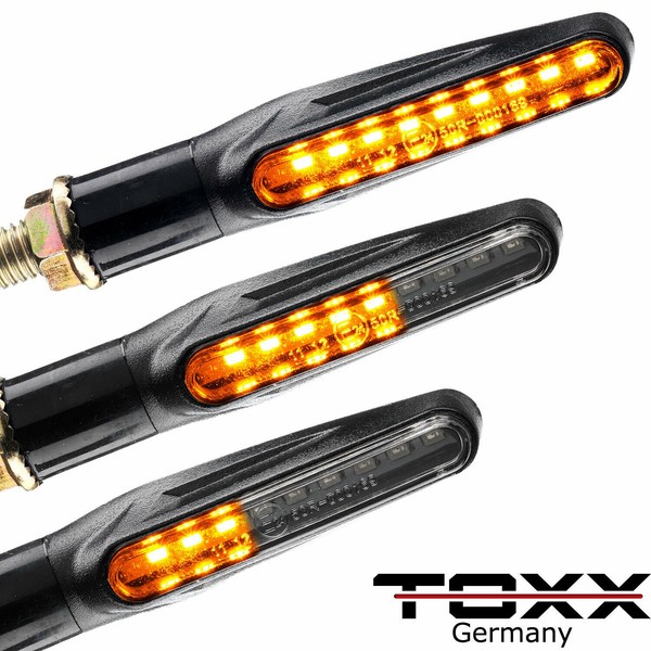 ToXx Led Lauflicht Laufeffekt Motorrad Blinker Schwarz Universal 12V E-GeprüFt-image
